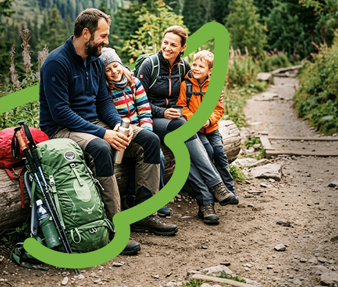 Rodina na turistike s cestovným poistením od Unionu