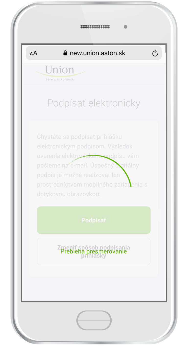 Presmerovanie na digitálny podpis (dotykové zariadenie)