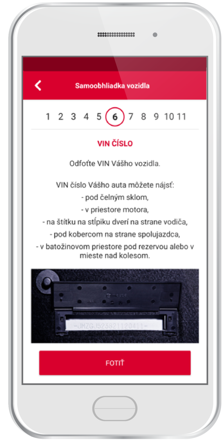 Odfoťte VIN číslo vášho auta.