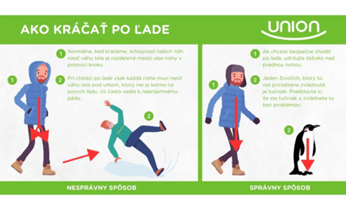správna chôdza po ľade